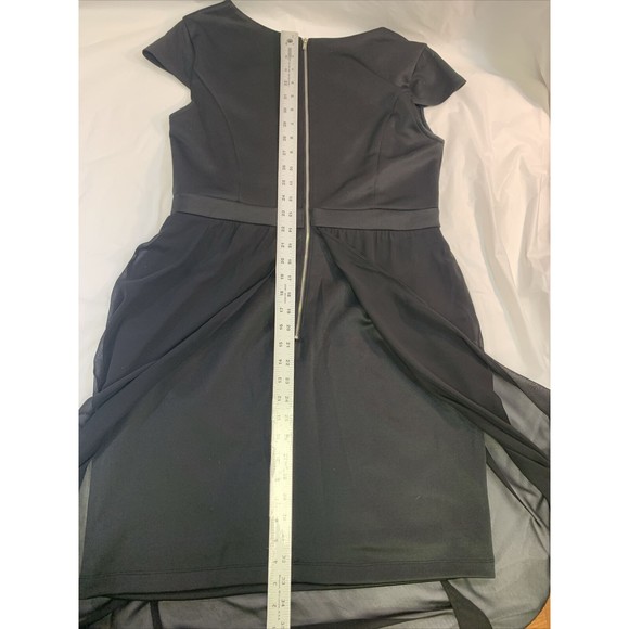 Sami & Jo Black Beaded Evening Dress Mid Length With OverSkirt, Women's SIze L - Picture 11 of 13